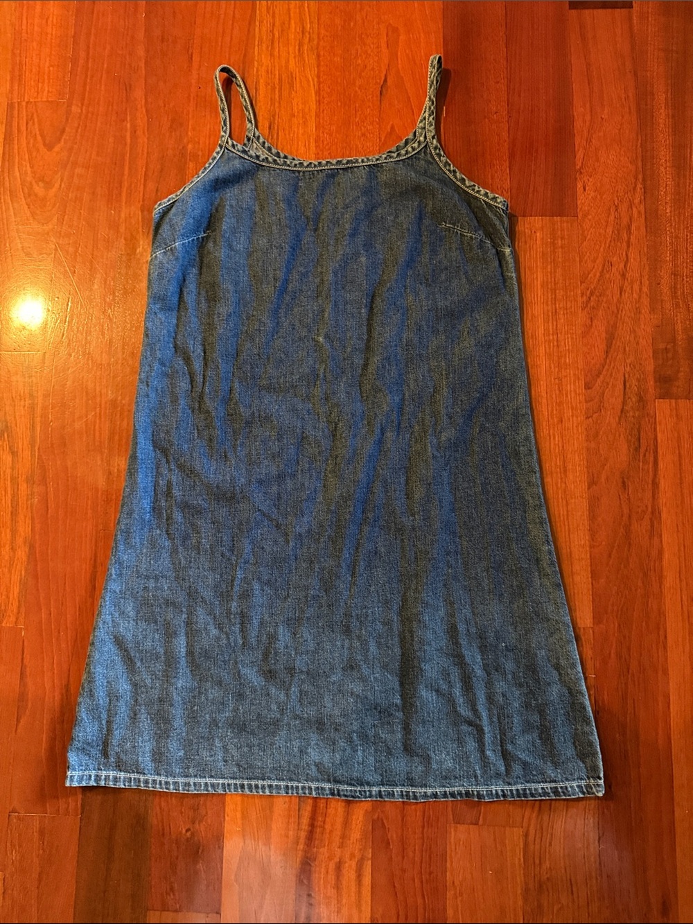 GAP Denim Spaghetti-Strap Dress in Blue